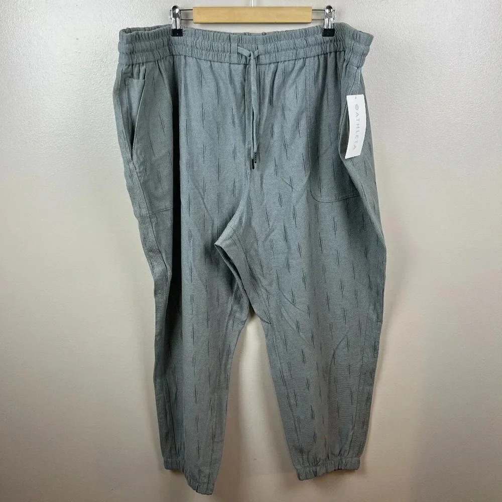 Athleta Farallon Printed Jogger Pants 26 Travel Athletic Lounge Comfy Green Gray